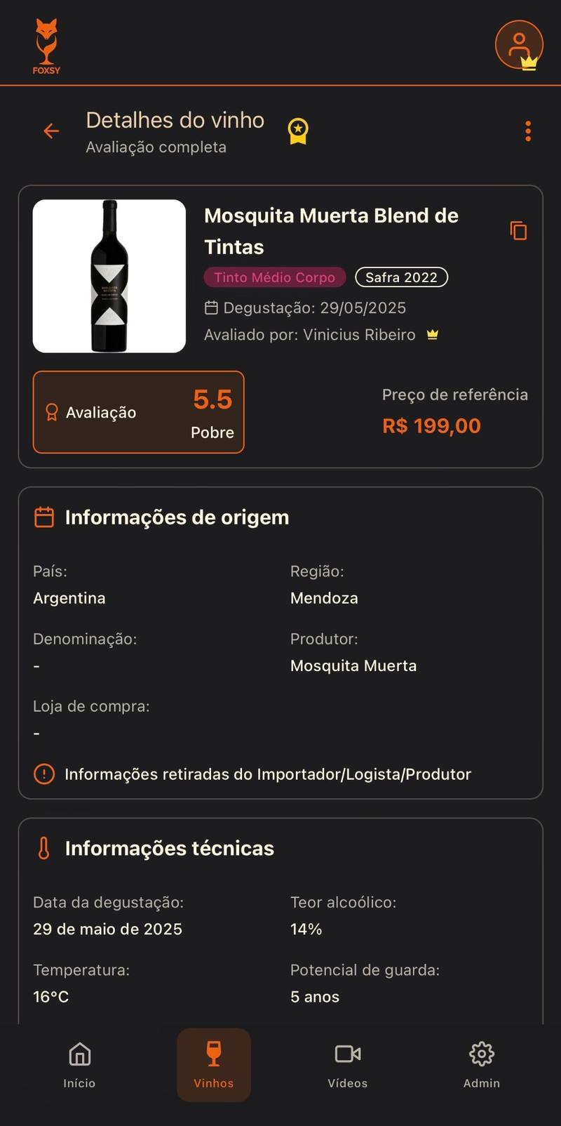 Detalhe do vinho